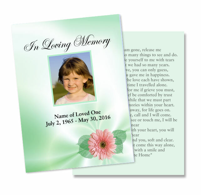 Blossom Small Memorial Card Template.