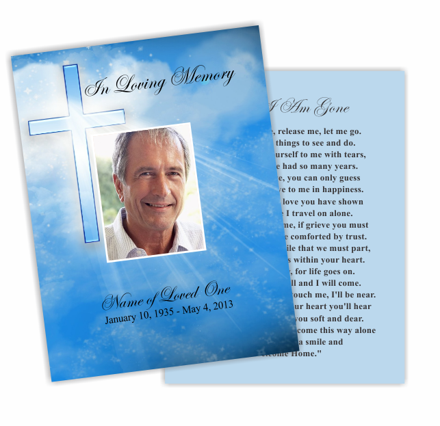 Heaven Small Memorial Card Template.