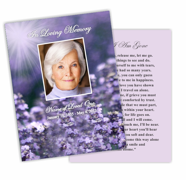 Lilac Small Memorial Card Template.