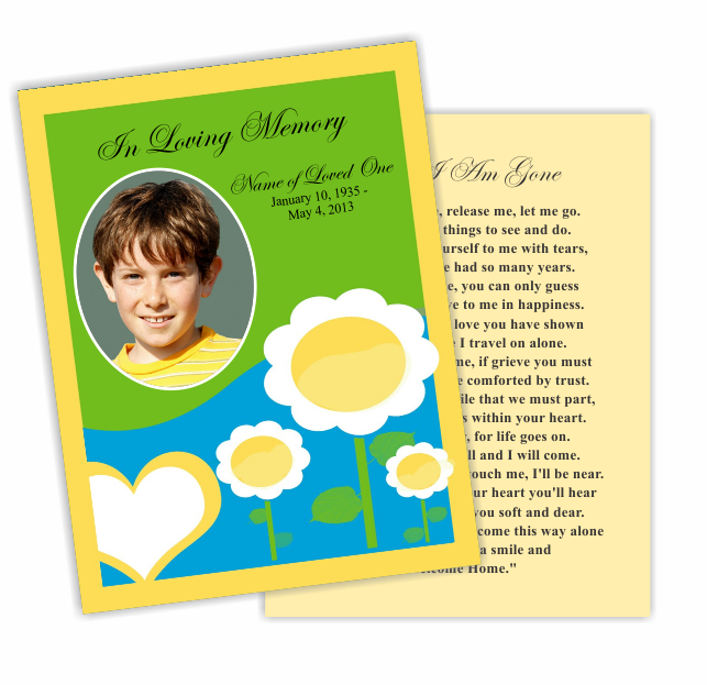 Playful Small Memorial Card Template.