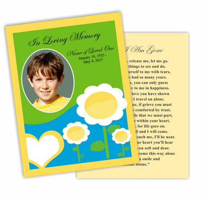 Playful Small Memorial Card Template.