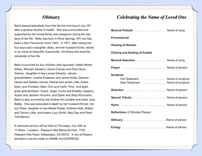 Darling Funeral Program Template.