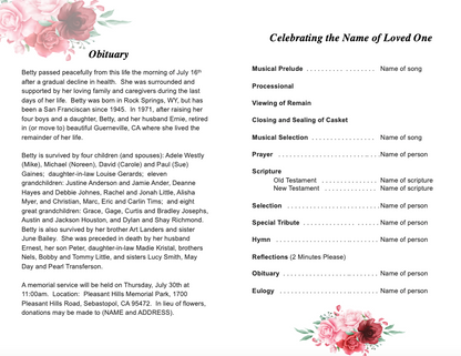 Carrara Watercolor Funeral Program Template.