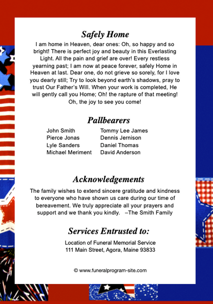 Americana Letter 4-Sided Graduated Funeral Program Template.