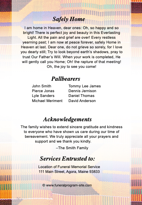 Kente 4-Sided Graduated Funeral Program Template.