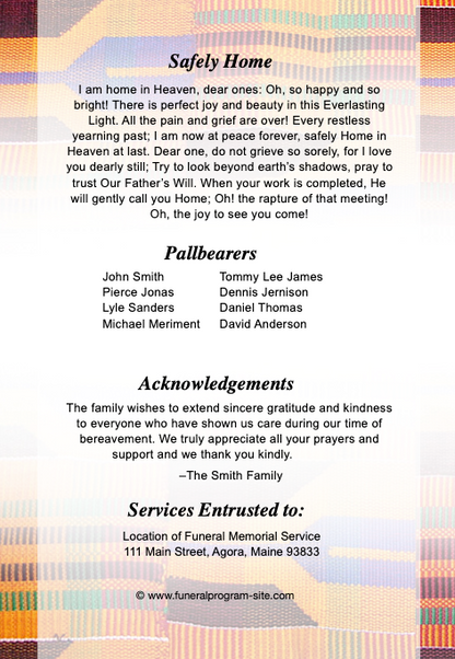 Kente 4-Sided Graduated Funeral Program Template.