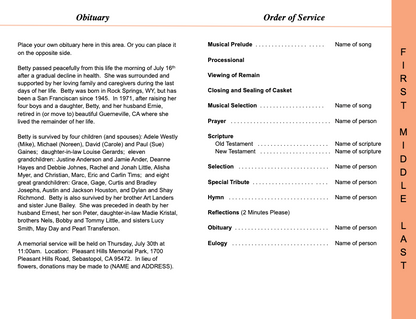 Kente 4-Sided Graduated Funeral Program Template.