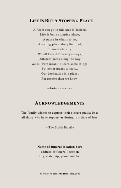 Legal 4-Sided Graduated Funeral Program Template.