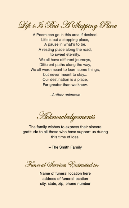 Spiritual 4-Sided Graduated Funeral Program Template.