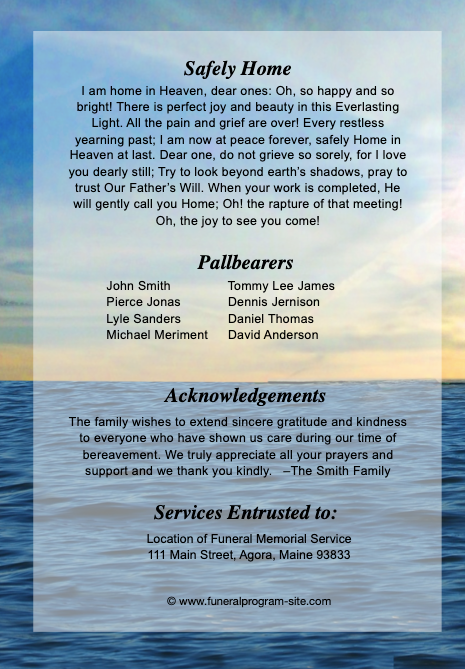 Voyage 4-Sided Graduated Funeral Program Template.