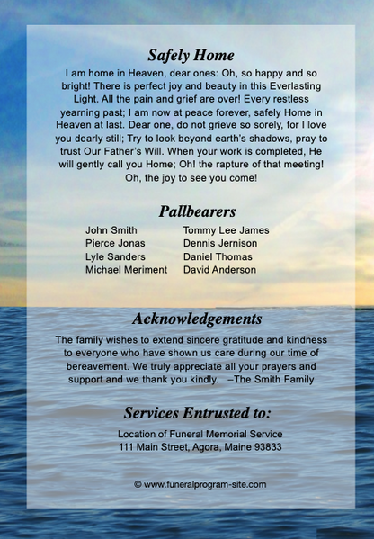 Voyage 4-Sided Graduated Funeral Program Template.