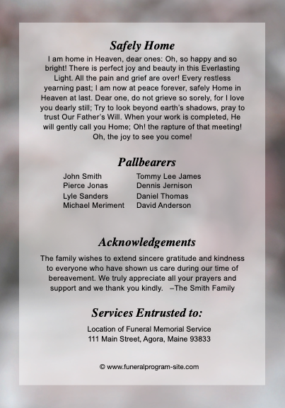 Winter 4-Sided Graduated Funeral Program Template.