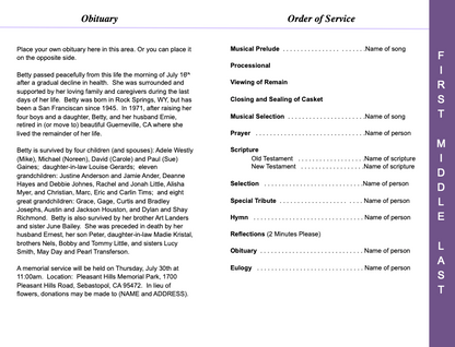 Twilight 4-Sided Graduated Funeral Program Template.