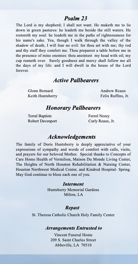 Dove of Peace Trifold Funeral Brochure Template.