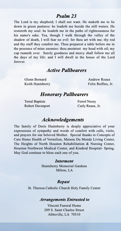 Dove of Peace Trifold Funeral Brochure Template.