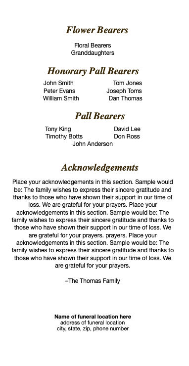 Classic TriFold Funeral Brochure Template.