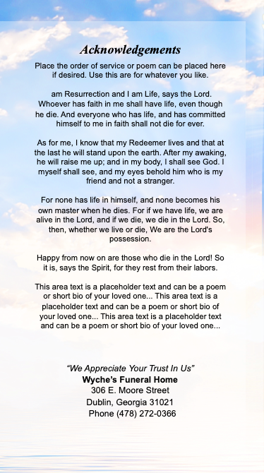 Peace Trifold Funeral Brochure Template.