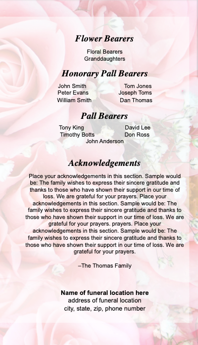 Precious Trifold Funeral Brochure Template.