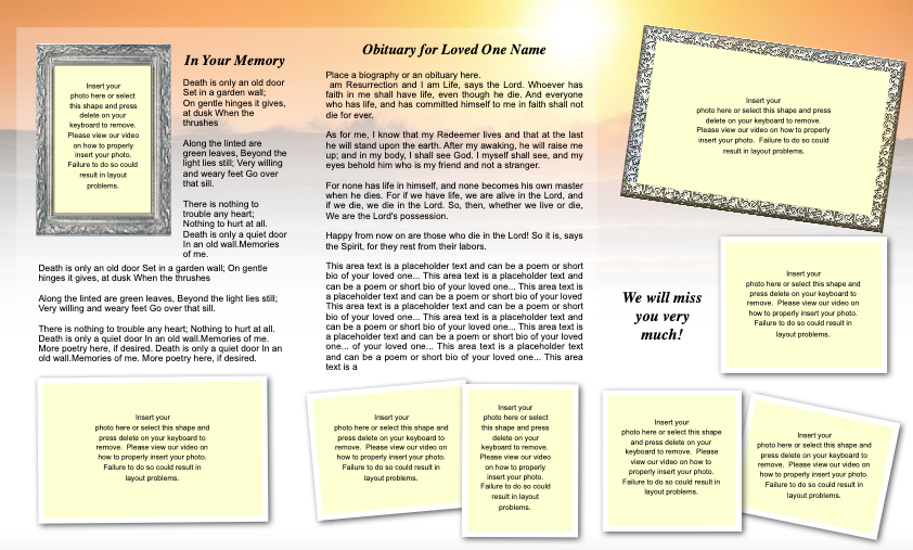 Sunrise Trifold Funeral Brochure Template.