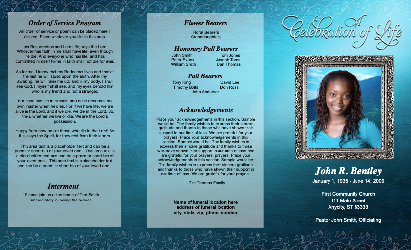 Devotion TriFold Funeral Brochure Template.