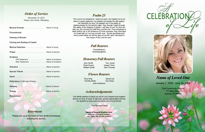 Ambrosia Trifold Funeral Brochure Template.