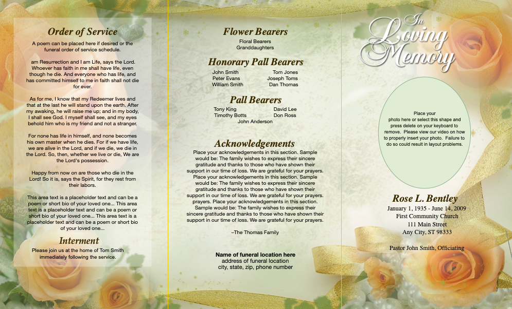 Rejoice TriFold Funeral Brochure Template.