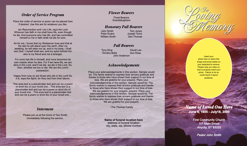 Twilight Trifold Funeral Brochure Template.
