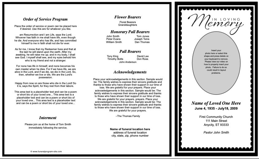 Gallant Trifold Funeral Brochure Template.