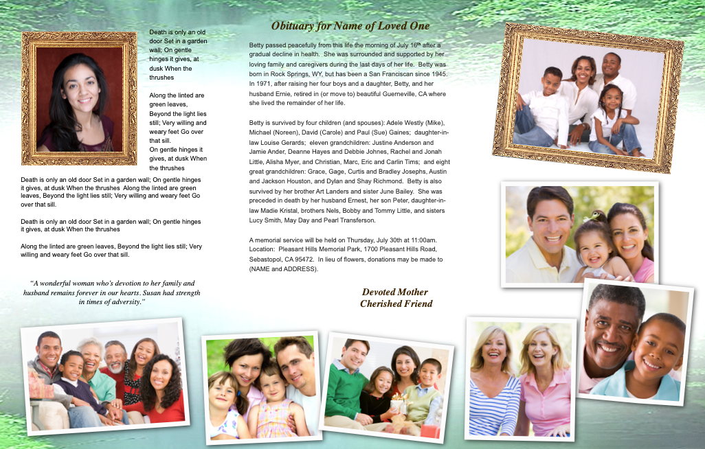 Cascade Trifold Funeral Brochure Template.