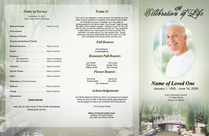 Bridge Trifold Funeral Brochure Template.