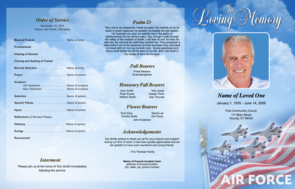 Air Force Trifold Funeral Brochure Template.