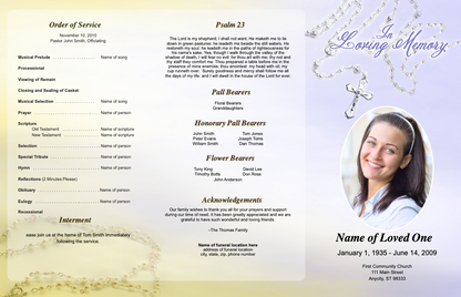 Beads Trifold Funeral Brochure Template.