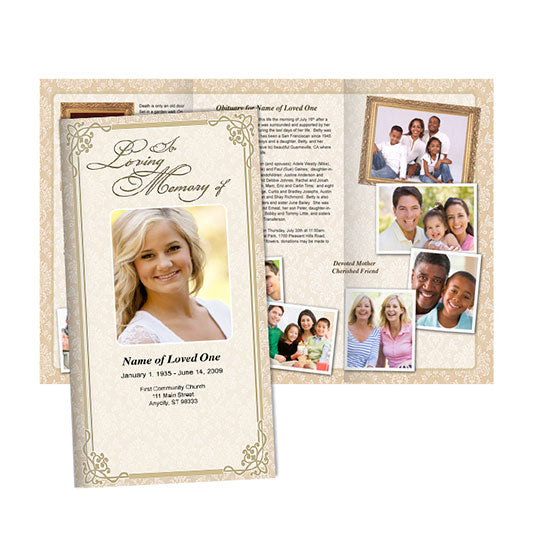 Alexandria Trifold Funeral Brochure Template.