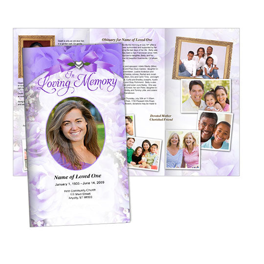 Amethyst Trifold Funeral Brochure Template.