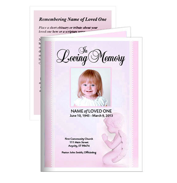 Angela Small Memorial Card Template.