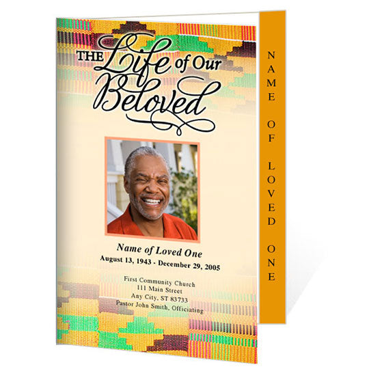 Ashanti 4-Sided Graduated Funeral Program Template.