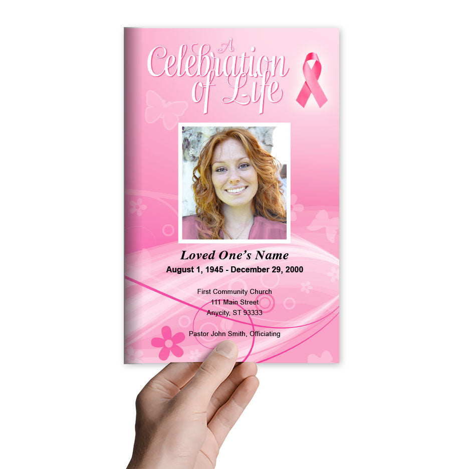 Breast Cancer Awareness Funeral Program Template.