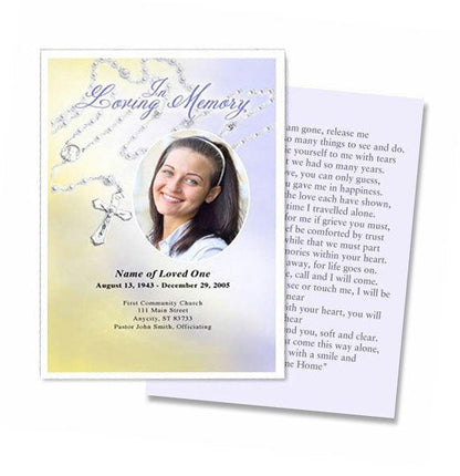 Beads Small Memorial Card Template.