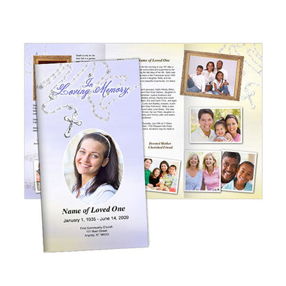 Beads Trifold Funeral Brochure Template.
