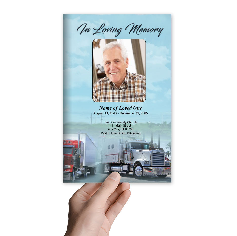 Big Rig Funeral Program Template.