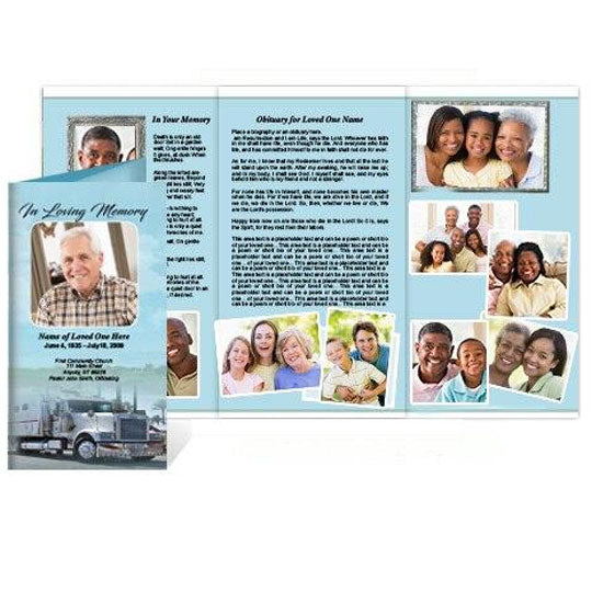 BigRig Tri Fold Funeral Brochure Template.
