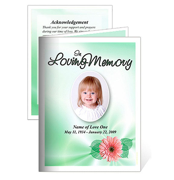 Blossom Small Memorial Card Template.