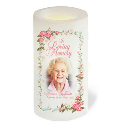 Blush Personalized Flameless LED Memorial Candle.