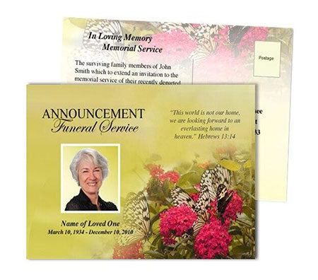 Bouquet Funeral Announcement Template.