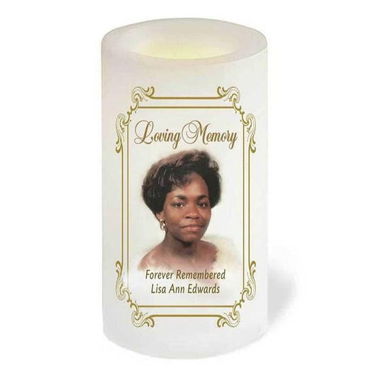 Brandy Flameless LED Personalized Memorial Candle.