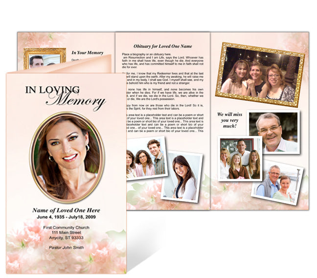 Garland TriFold Funeral Brochure Template.