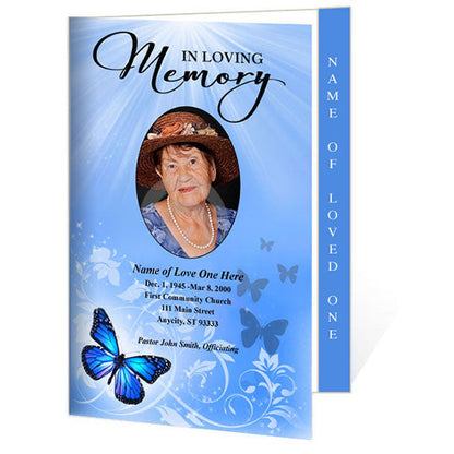 Butterfly 4-Sided Graduated Funeral Program Template.