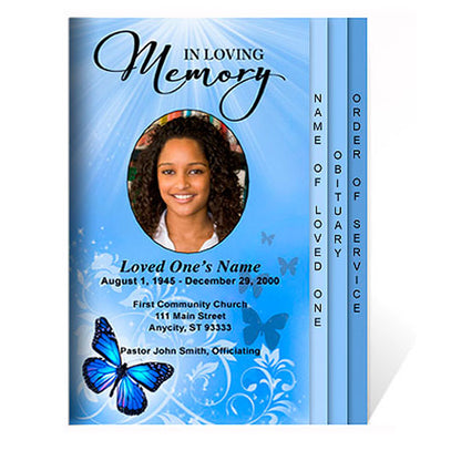 Butterfly 8-Sided Graduated Funeral Program Template.