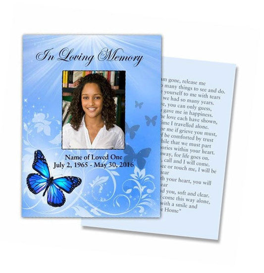 Butterfly Small Memorial Card Template.