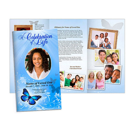 Butterfly Trifold Funeral Brochure Template.